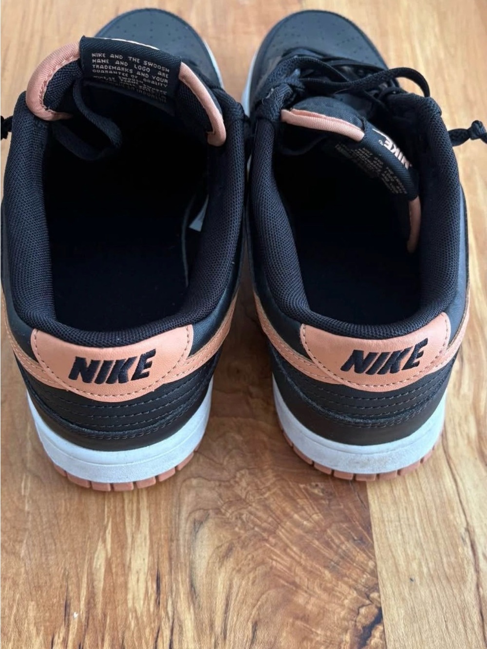Nike Black Sneakers with Coral Swoosh and Trim - Picture 3 of 5